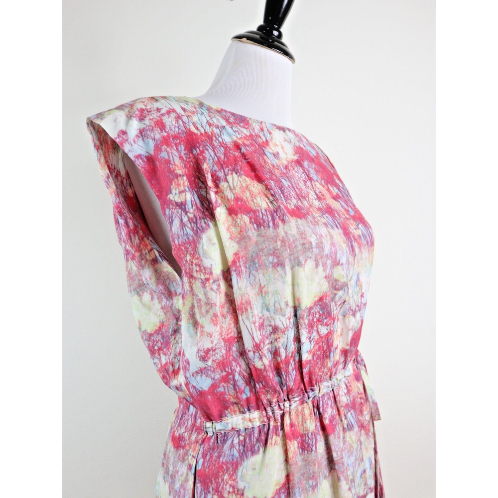 Reiss US 6 Brio Abstract Print Dress Tie Waist Shift Pink Cream - Picture 7 of 11
